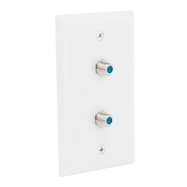 SatelliteSale Coaxial Duplex Wall Plate (White) Screws Included