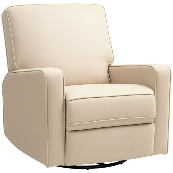 HOMCOM Recliner Chair for Adults, Adjustable Single Sofa with Thick Cushion, Breathable Fabric Glider Rocker Recliner Chair for Living Room, Beige