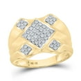 thumbnail image 2 of 10K Yellow Gold Mens Round Diamond Diagonal Square Cluster Ring 1/3 Cttw, Mens Size: 7-13, 2 of 2