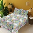 thumbnail image 2 of Ambesonne Daisy Fitted & Flat Sheet with Shams 4 Pcs Set, Chamomiles Wild Meadow Flower, Calking, Pale Lilac and Multicolor, 2 of 5