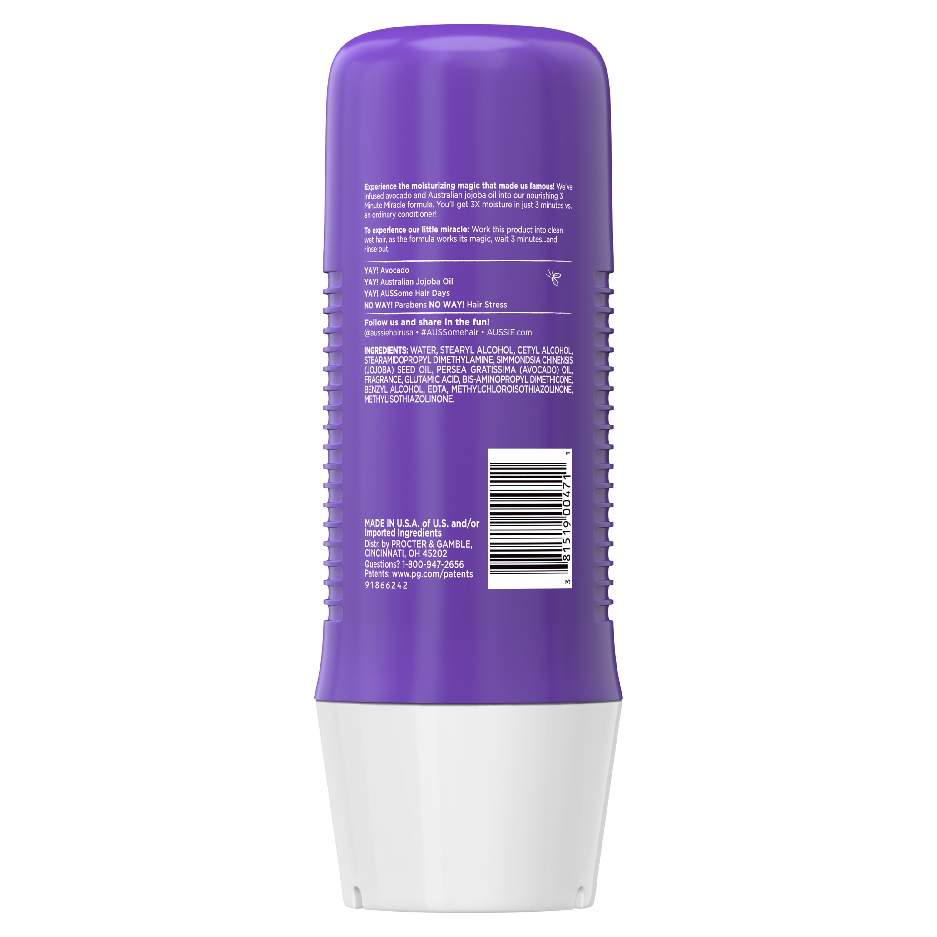Aussie Paraben Free Miracle Moist 3 Minute Miracle W Avocado For