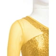 thumbnail image 6 of iiniim Kids Girls Jazz Hip Hop Dance Sequins Mesh Long Sleeve One Shoulder Dance Top with Shorts Gold 16, 6 of 7
