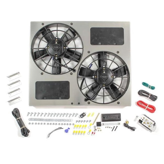 Derale 66830 19 x 2.75 in. PWM Dual RAD Fan with Aluminum Shroud Assembly