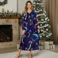 thumbnail image 3 of POLERO Long Sleeve Nightgowns for Women Lady Button Down Trippy Skull Mushroom Print Sleepwear Long Night Gown Plus Size House Dress Winter Loose Loungewear, 3XL, 3 of 7