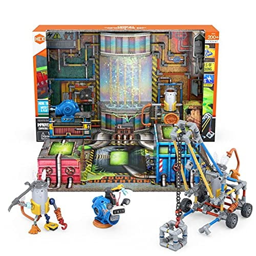 HEXBUG JUNKBOTS Small Factory Habitat Power Sub Station, Surprise Toy Playset, Build and LOL with Boys and Girls, Toys for Kids, 200+ Pieces of Action Construction Figures, for Ages 5 and Up