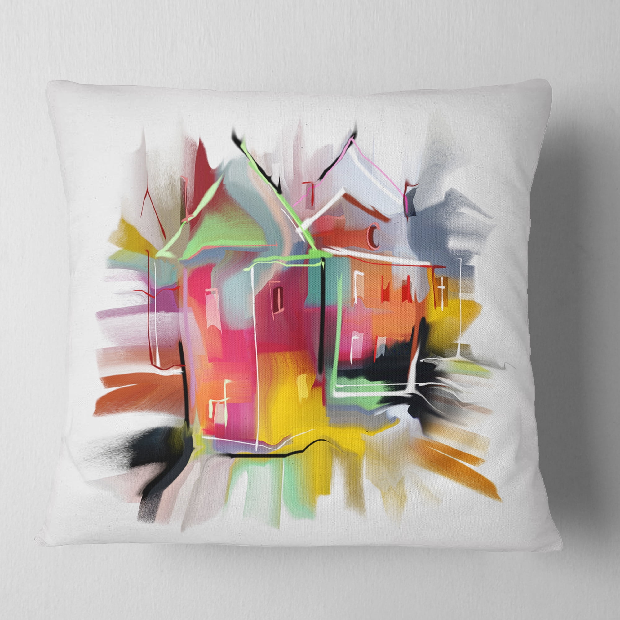 Designart Building Illustration - Contemporary Throw Pillow - 18x18