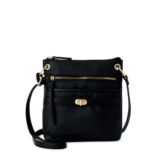 Time and Tru Women’s Norah Crossbody Handbag Handbag Black - Walmart.com