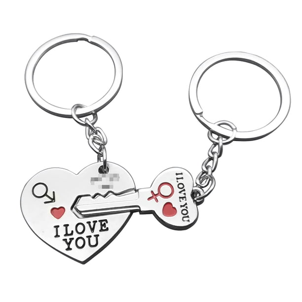 Juego de 2 llaveros para pareja: TE AMO con llaveros de corazón rojo para novio, novia y mejores amigos