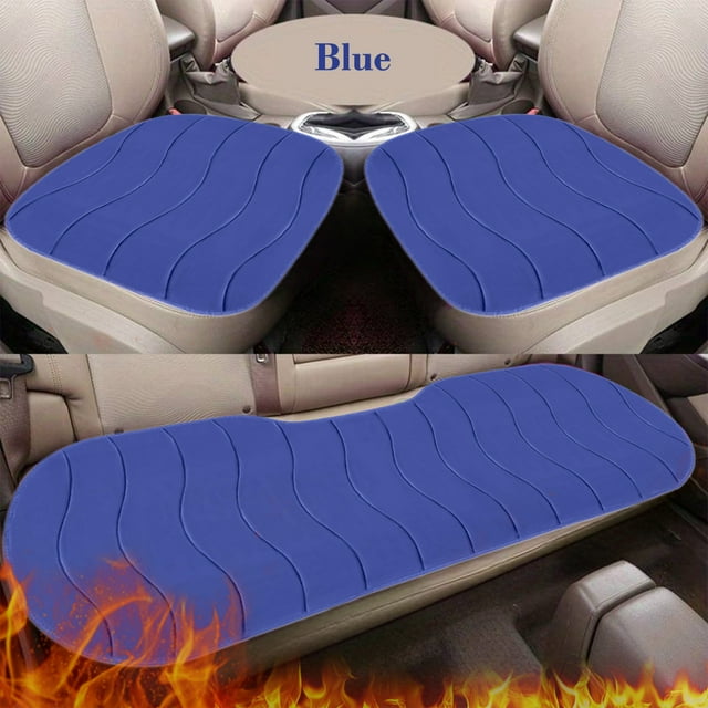 3-Piece Winter Plush Car Seat Cover Set for Front and Rear Seats - Warm Automotive SUV Truck Van Accessories