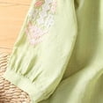 thumbnail image 4 of Uooqdmx Women's Cotton Linen Shirts Peasant Tops Boho Peasant V Neck T Shirts for Women Bohemian Blouses Short Sleeve Blusas De Lino Para Mujer Womens Casual Outfits Light Green M, 4 of 4