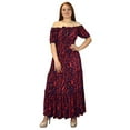 thumbnail image 1 of Peach Couture Gypsy Boho Floral Printed Smocked Waist Tiered Renaissance Maxi Dress Navy Red Medium, 1 of 1
