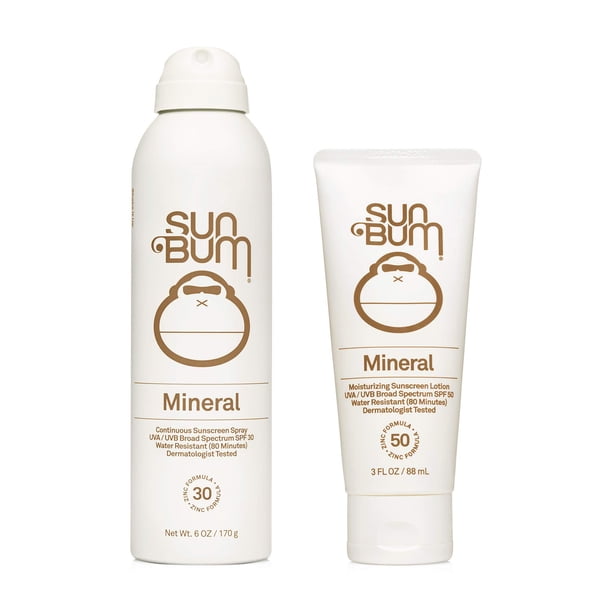 Protector solar Sun Bum Mineral SPF 30 en aerosol y loción SPF 50 2 veces
