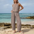 thumbnail image 3 of Iyufng Women's Two Piece Sets Pull Over Tank Top and Straight Leg Pants Set Casual Summer Checkered Print Outfits, 3 of 7