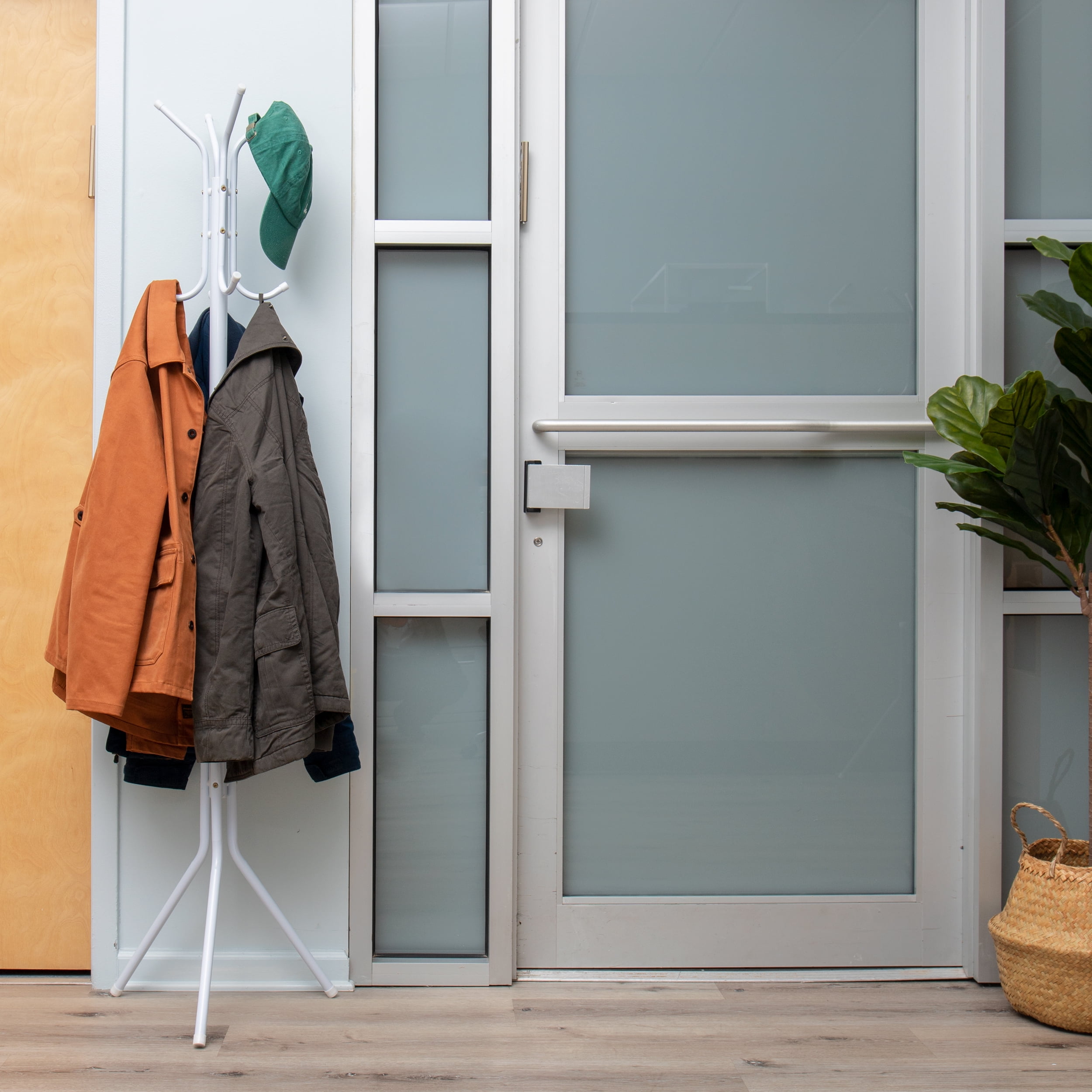 Mind Reader Freestanding Coat Rack, Multi-Hook Organizer for Office or Entryway, Metal, White