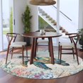 thumbnail image 3 of 6ft Round Rug, Coastal Turtle Non-Skid Rubber Backing Large Area Rugs - Living Room Bedroom Home Office, Nautical Beach Sea Ocean Coral Vintage Indoor Floor Mat Carpets Washable Rug, 3 of 9