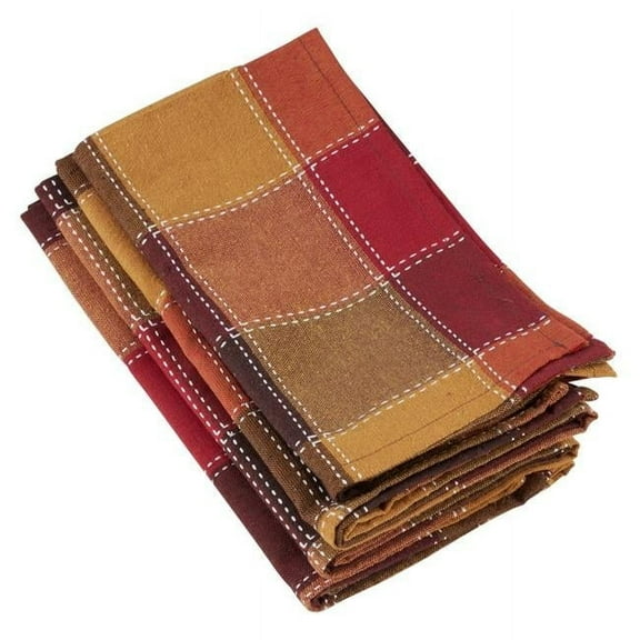 Saro Lifestyle Stitched Plaid Design Cotton Blend Napkin (Set of 4)