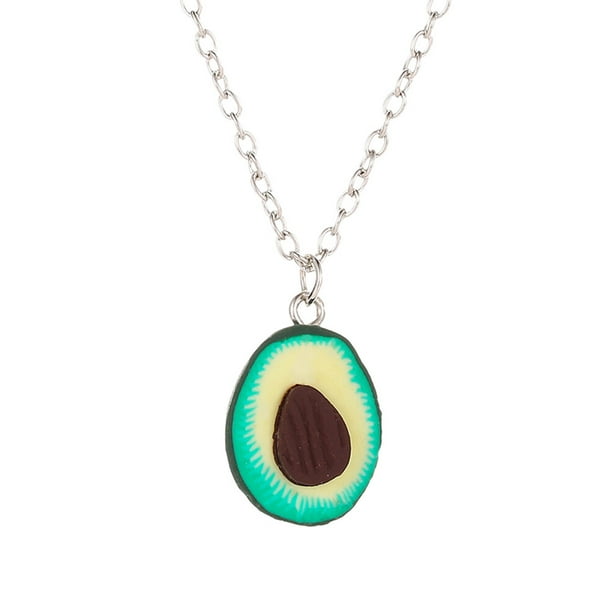 Colgante de arcilla de aguacate para el cuello, collar de cerámica suave de dibujos animados divertidos para mujer, collar de cadena para el cuello de moda, joyería para el cuello (collar nuclear)