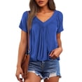 thumbnail image 2 of Lixiuxyad Women's Casual Summer T Shirts Short Sleeve V Neck Tops Tshirts Womens Summer T Shirts,Blue S, 2 of 7