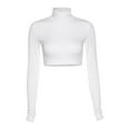 thumbnail image 4 of Outfmvch crop tops for women Long Sleeve Crop Turtleneck Cropped Shirt womens tops crop tops White, 4 of 6