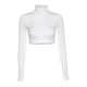 thumbnail image 4 of Top corto de manga larga para mujer - Camiseta sexy de cuello alto - Poliéster - Informal/Fiesta - S-L, 4 of 6