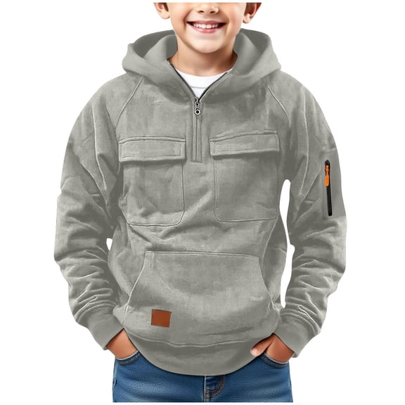 Boys Sweatshirts Size 10-12 Boys Hoodies Casual Full Zip Athletic Outdoor Hooded Sweatshirt Youth Long Sleeve Jacket with Pockets