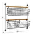 thumbnail image 3 of DecMode 22" Black Metal 3 Hanging Baskets Wall Mounted Magazine Rack Holder, 3 of 7
