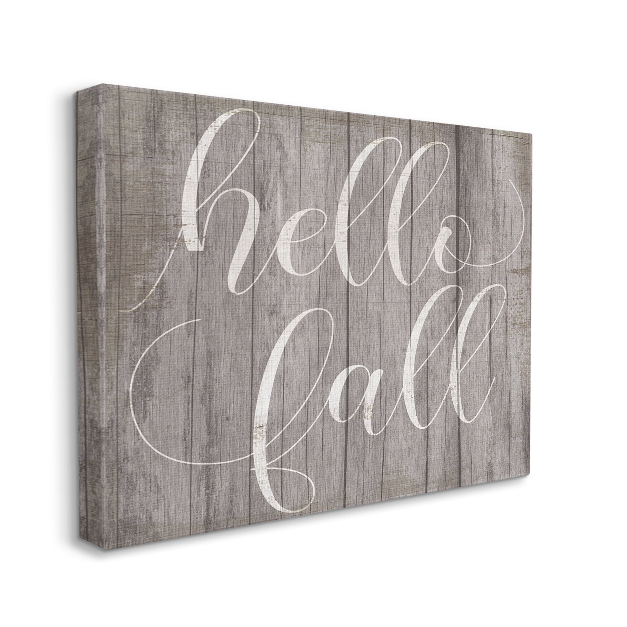 Stupell Industries Hello Fall Phrase Rustic Grain Pattern Minimal Typography, 48 x 36,Design by Daphne Polselli