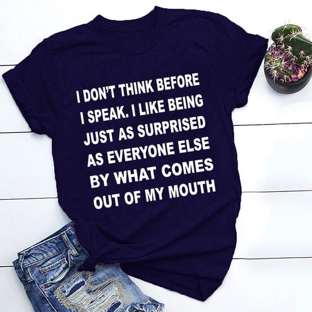 Staron T-Shirts pour Femmes, Imprimé de Lettres Drôle, Col Rond, Chemises Amples Décontractées Tendance d'Été, T-Shirt à Manches Courtes, Hauts Confortables
