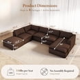 thumbnail image 2 of Neche 141.7" Oversized Boneless Sectional Couch, Modern 7 Seater Modular Sofa with Chaise & Ottoman, Deep Seat Corduroy Cloud Couches for Living Room, No Assembly Required, Dark Brown, 2 of 7