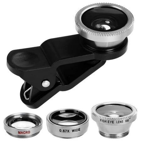 Universal Phone  lens kit, Fisheye + Wide Angle + Macro  Lens Kit Clip On for iPhone & Android