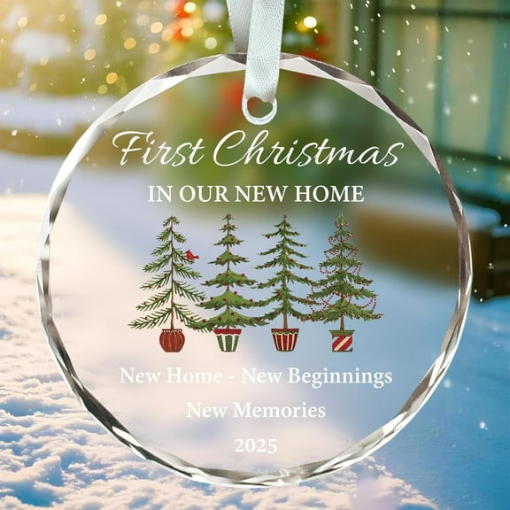 Housewarming Gifts New Home Glass Ornament 2025, First Christmas in Our New Home, Couple Keepsake