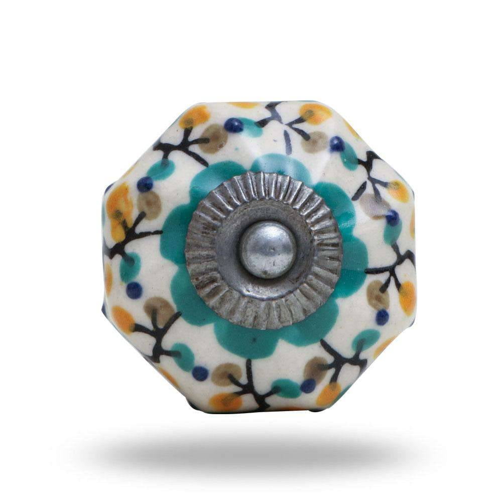 Set of Six Ceramic shepherds flower cabinet Knobs