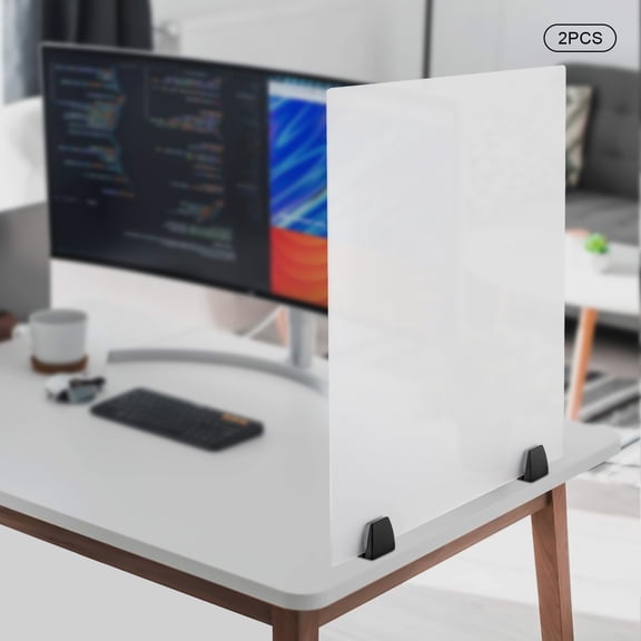 2 Pcs Frosted Glass Acrylic Desk Dividers Indoor Screw-fixed Type Clamp-on Desk Privacy Panels with Sturdy Clamp