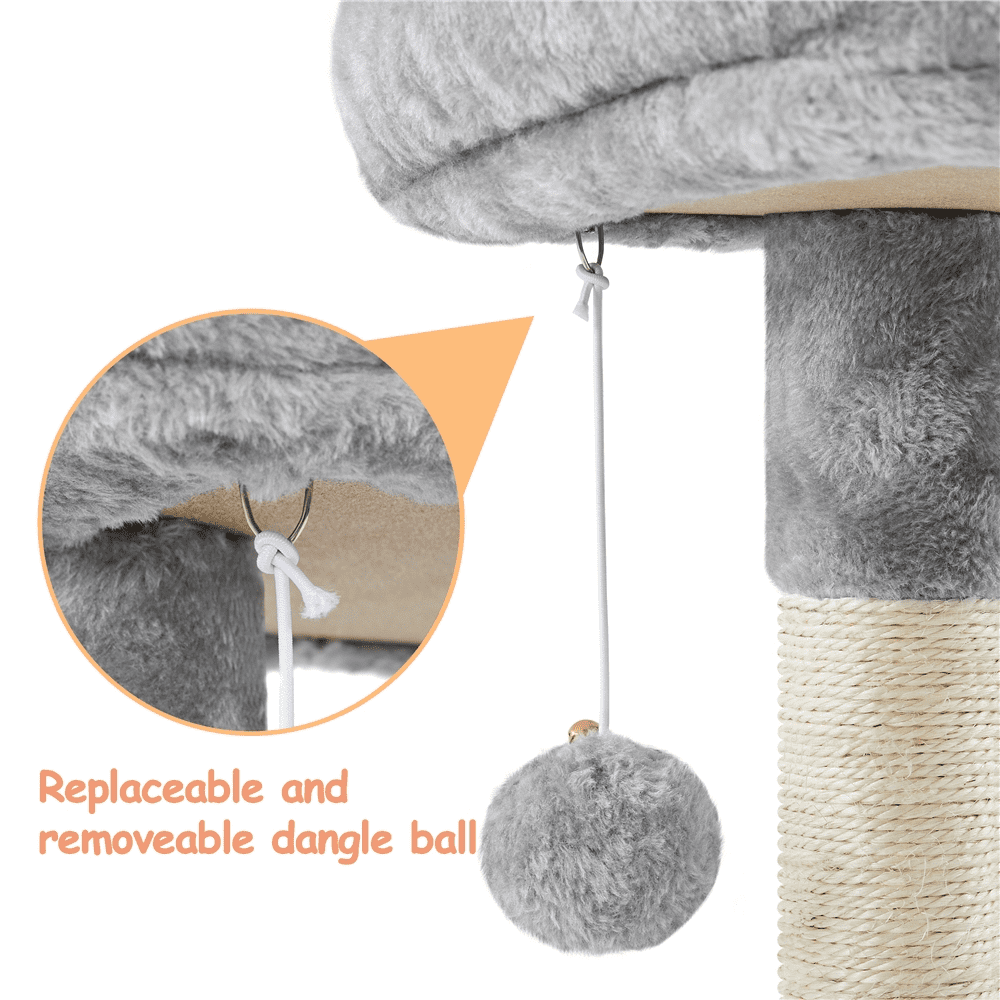 Alden Design 34.5" H Cat Tree Tower with Condo and Perches, Light Gray