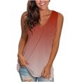 thumbnail image 1 of ICHUANYI Clearance Women's Fashion Solid Color V-neck Comfortable Loose T-shirt Sleeveless Blouse Casual Tops(Red, L) ICHUANYI WER2023081117616, 1 of 3