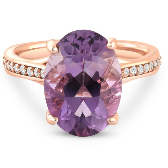 Pompeii 4 1/5Ct TW Amethyst & Diamond Ring in White, Yellow, or Rose Gold (F/G,VS2-SI1)