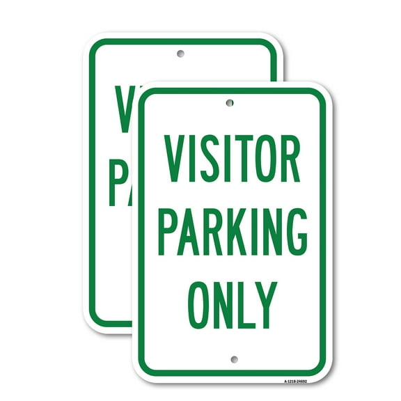 (2 Pack) Visitor Parking Only | 18" X 24" Heavy-Gauge Aluminum Sign | Rust Free Aluminum, Weather Resistant, Waterproof, Fade Resistant, 2 Pre-drilled Holes