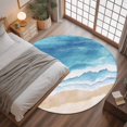 thumbnail image 3 of 4ft Round Rug, Blue Waves Non-Skid Rubber Backing Large Area Rugs - Living Room Bedroom Home Office, Gradient Beach Abstract Oil Painting Art Indoor Floor Mat Carpets Washable Rug, 3 of 9