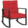 thumbnail image 3 of Costway Patio Rattan Rocker Chair Outdoor Glider Wicker Rocking Chair Cushion Lawn Red, 3 of 8