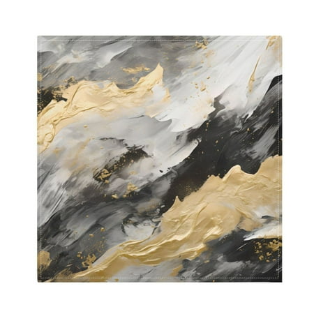 

JSTEL Grey & Gold Marble Cloth Napkins Set of 6 20x20 Inch Washable and Reusable Napkin for Decoupage Dinner Party Everyday Use