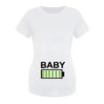 thumbnail image 3 of Hwmodou Female Tshirts Pregnant Womens Maternity Short Sleeve Crew Neck Cute Funny Graphic Ruched Sides T Shirt Tops Tunic Blouse Woman Classic Pregnancy Clothes, 3 of 4