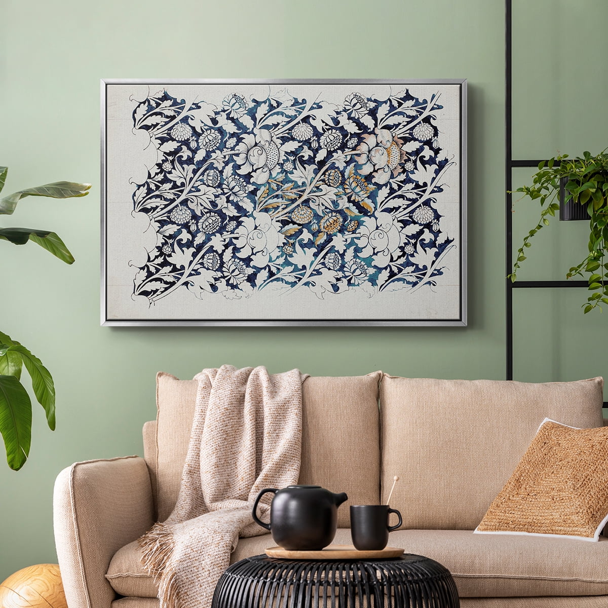 Vintage Abstract Print-XXVII Framed in Silver Wood Gallery Wrapped Canvas 17 in. x 25 in.