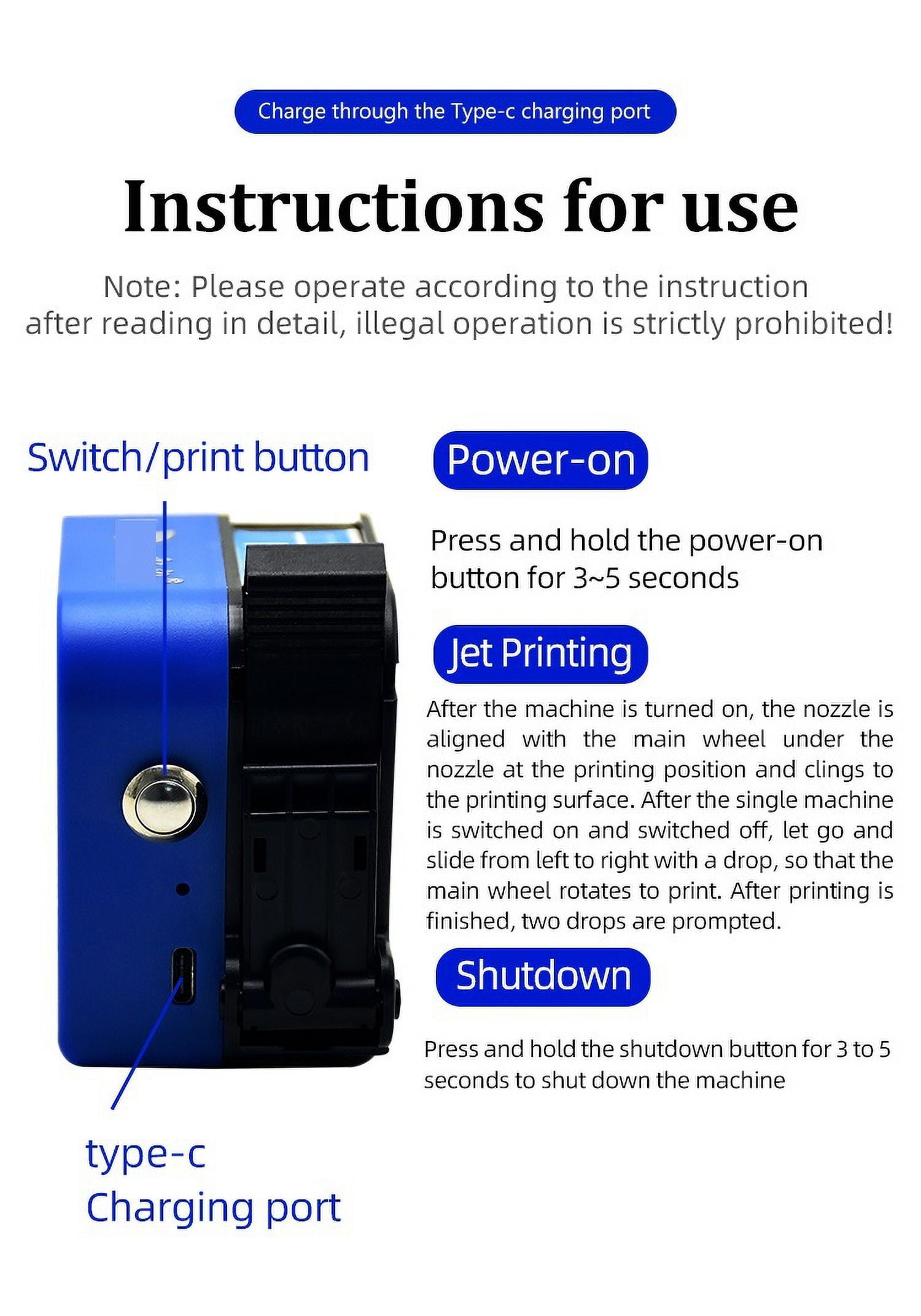 Portable Mini Label Printer 12.7mm Handheld Batch Number QR Code Packaging Bag Printing Encoder ,Versatile Surface Compatibility