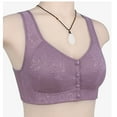 thumbnail image 4 of DuoJiaJ Women Lace Front Button Shaping Cup Adjustable Shoulder Strap Large Size Underwire Bra Wireless Bras Purple, 4 of 4