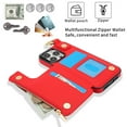 thumbnail image 5 of for iPhone 16 Pro Wallet Case with Card Holders for Women Girls, Zipper Protective PU Leather Case with Finger Ring RFID Protective Kickstand for iPhone 16 Pro, Red, 5 of 8