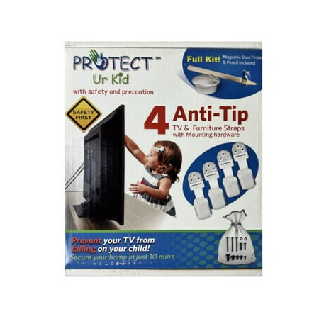 4 Pack Anti-Tip Furniture & TV Straps with Mounting Hardware in White (Available in a pack of 6)
