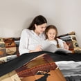 thumbnail image 4 of Manfei Vintage Deer Full Size Comforter Sets,Rustic Farmhouse Cabin Bedding Comforter Set,Brown,Black Reversible,3 Pieces,1 Comforter and 2 Pillowcases, 4 of 7