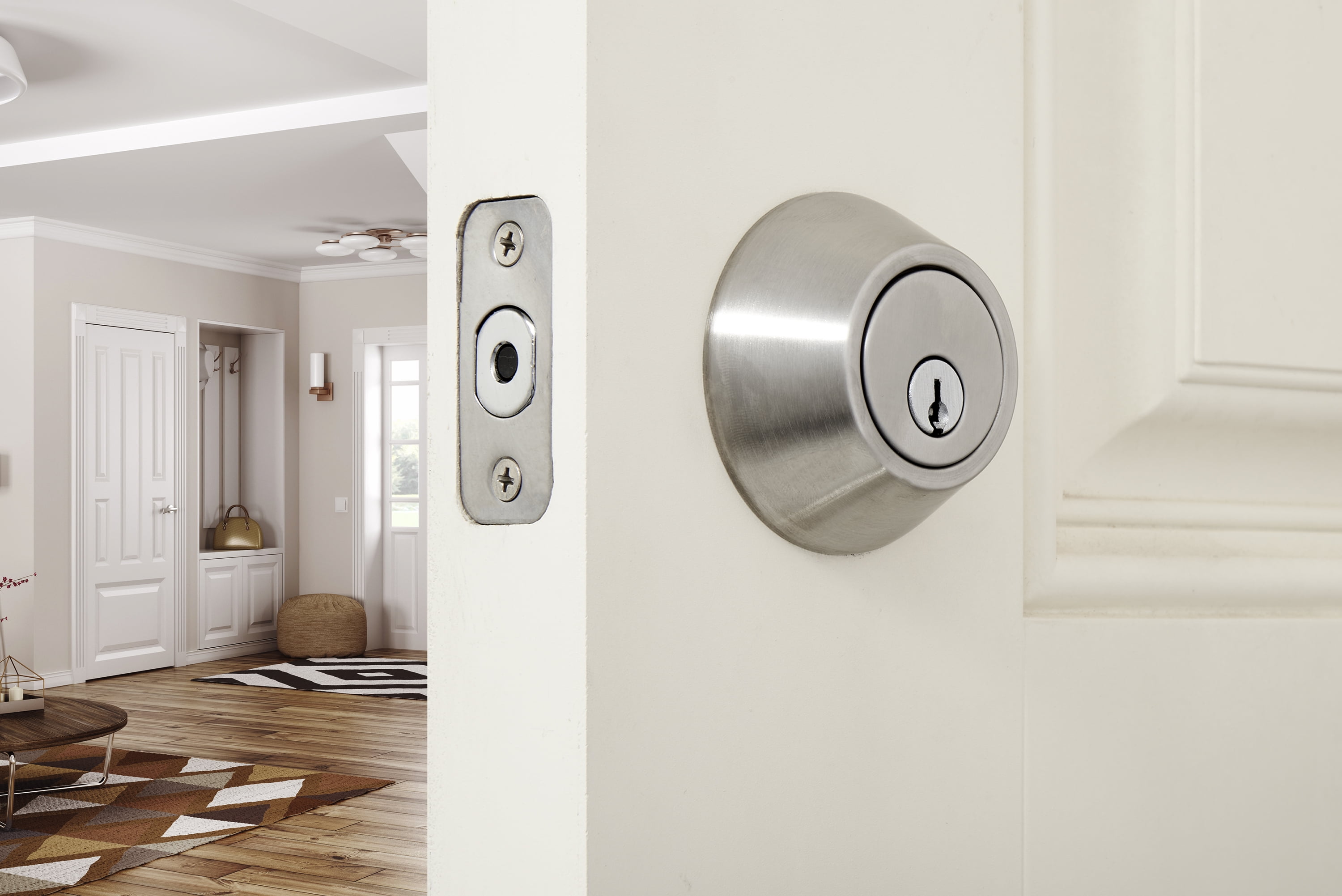 Hyper Tough Keyed Entry Double Cylinder Deadbolt Lock, Stainless Steel Finish