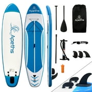 APETHS 12' Paddle Board Inflatable SUP w 3 Fins, Adjustable Paddle, Pump & Carrying Backpack, Inflatable Stand Up Paddle Board for Adults