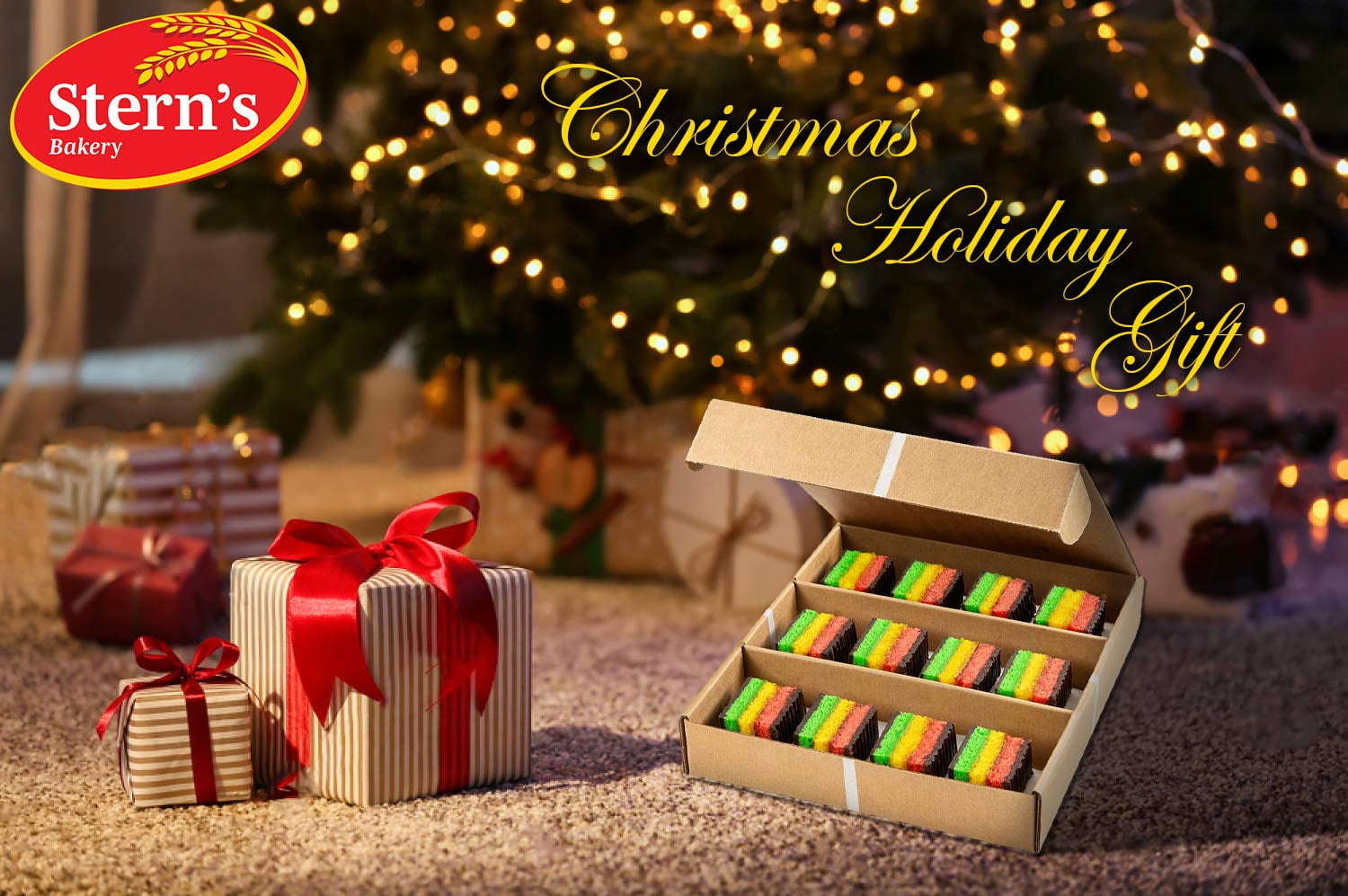 Rainbow Cookie Gift Basket | 12 Individually Wrapped Italian Rainbow Cookies | Prime Delivery | Christmas, Thanksgiving, Birthdays | Men Women Colleagues | Dairy & Nut Free | Kosher | Stern’s Bakery